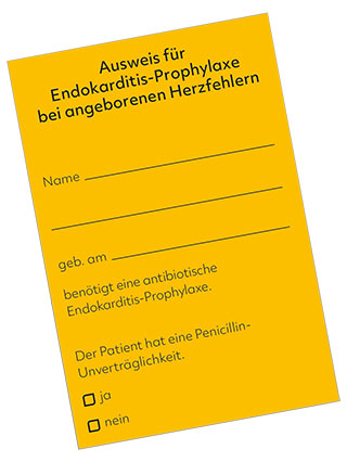Titelbild Ausweis für Endokarditis-Prophylaxe bei angeborenen Herzfehlern
