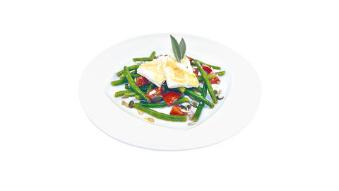 Bohnensalat mit gebratenem Schafskäse