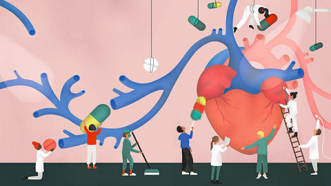 Abstrakte Zeichnung von einem Herz, an dem gearbeitet wird.