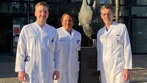 Das Forscherteam (v.l.n.r): Studienkoordinator Jonas Wörmann, PD Dr. Arian Sultan,  Prof. Dr. Daniel Steven