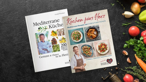 Collage der beiden Kochbücher der Deutschen Herzstiftung