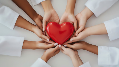 Hände halten schützend ein Herz